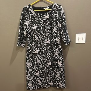 Boden Black and White Patterned Dress